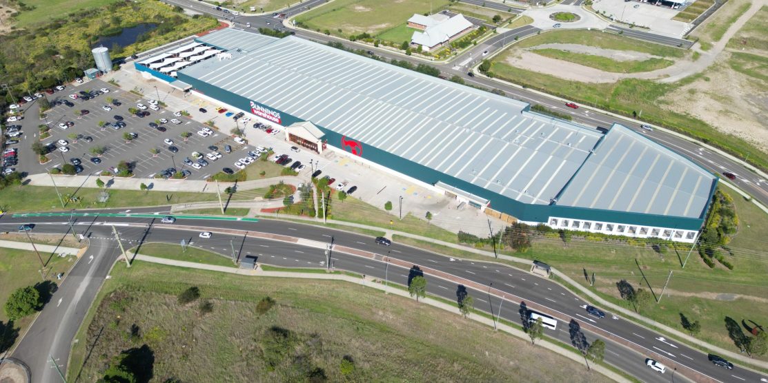 Bunnings Boolaroo/Glendale from the air, in the back of the image Costco Boolaroo.