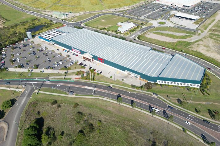 Bunnings Boolaroo/Glendale from the air, in the back of the image Costco Boolaroo.