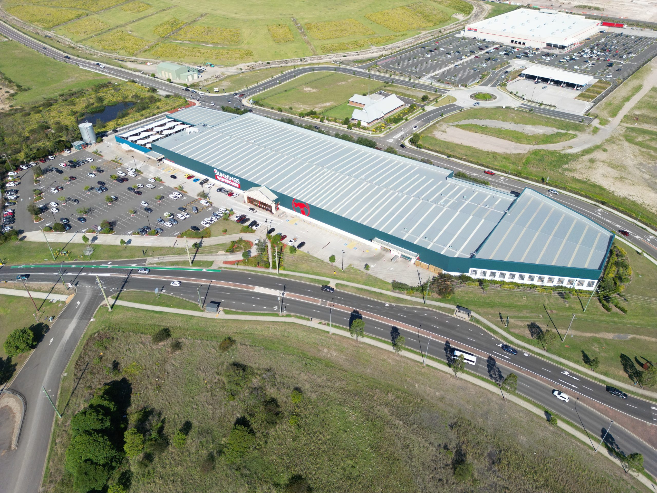 Bunnings Boolaroo/Glendale from the air, in the back of the image Costco Boolaroo.