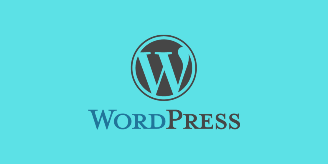 WordPress logo on blue background.