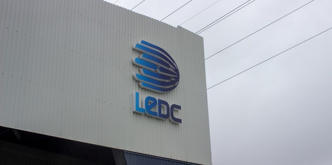 LEDC logo on budding at Mayfield.